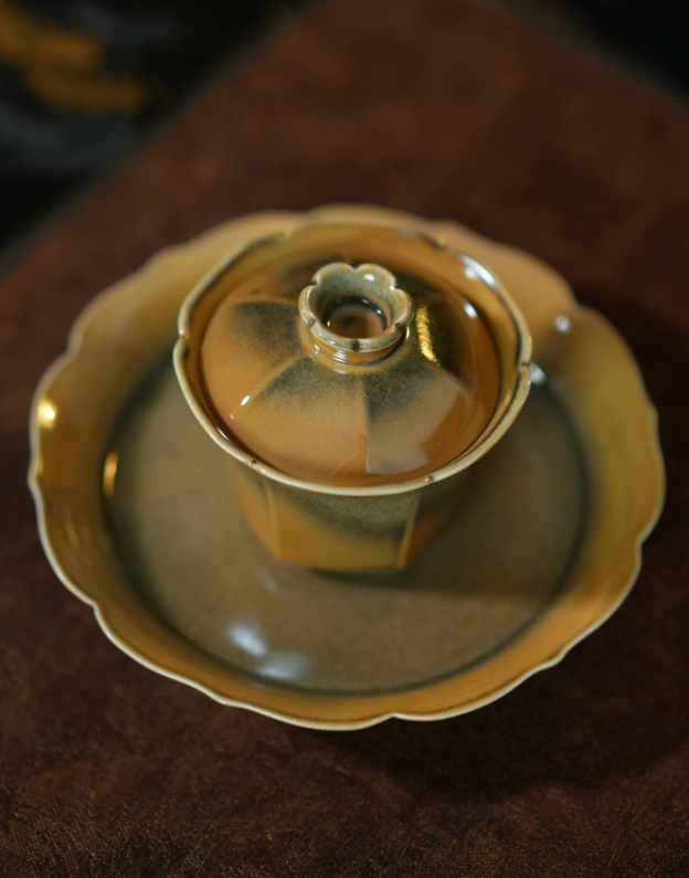 Crackled Glaze Hexagonal Tea Set