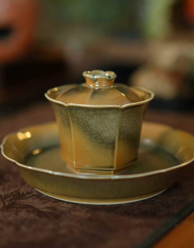 Crackled Glaze Hexagonal Tea Set