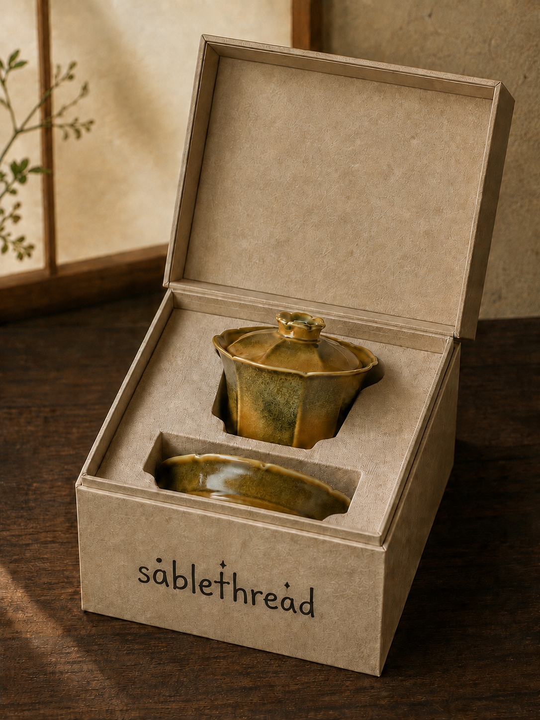 Crackled Glaze Hexagonal Tea Set