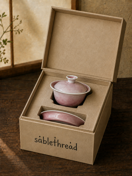 Blush Pink Crackled Gaiwan Set