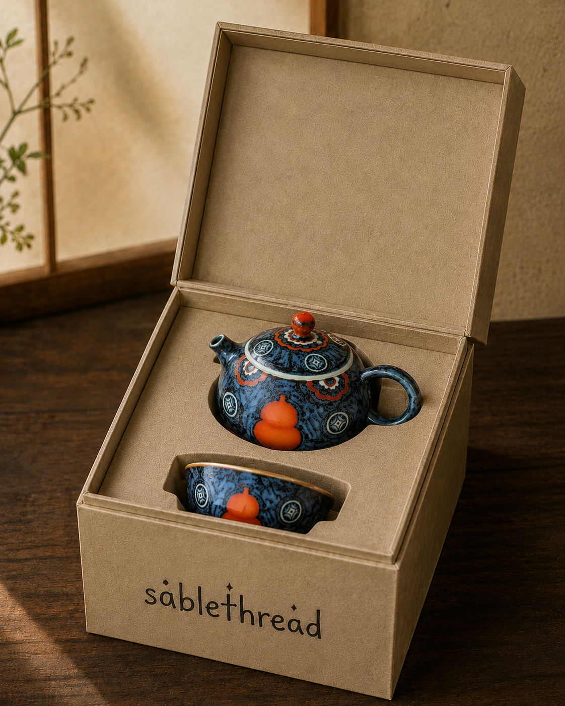 Blue & White Artisan Teapot