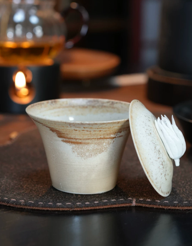 Wood Fired Carved Gaiwan Bowl