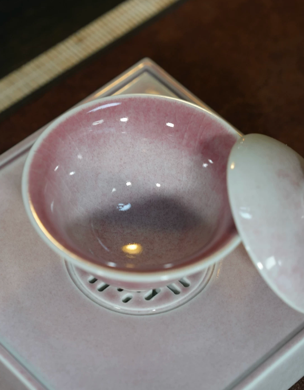 Blush Pink Crackled Gaiwan Set