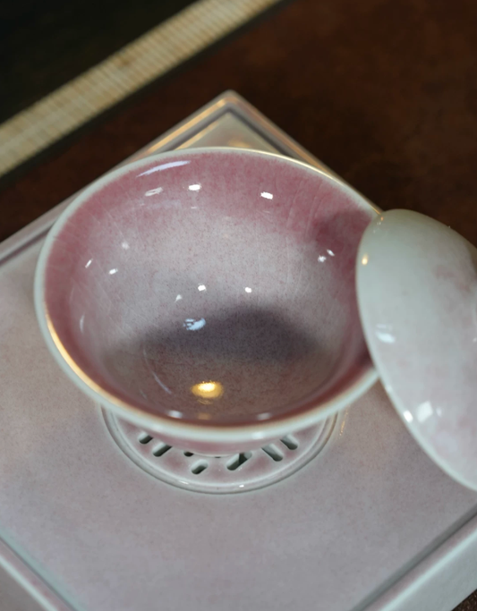 Blush Pink Crackled Gaiwan Set