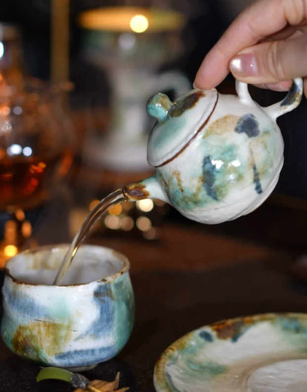 Rustic Side Handle Clay Teapot