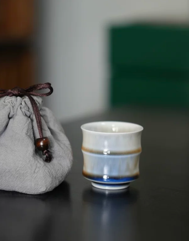 Bamboo Texture Glaze Tea Cup