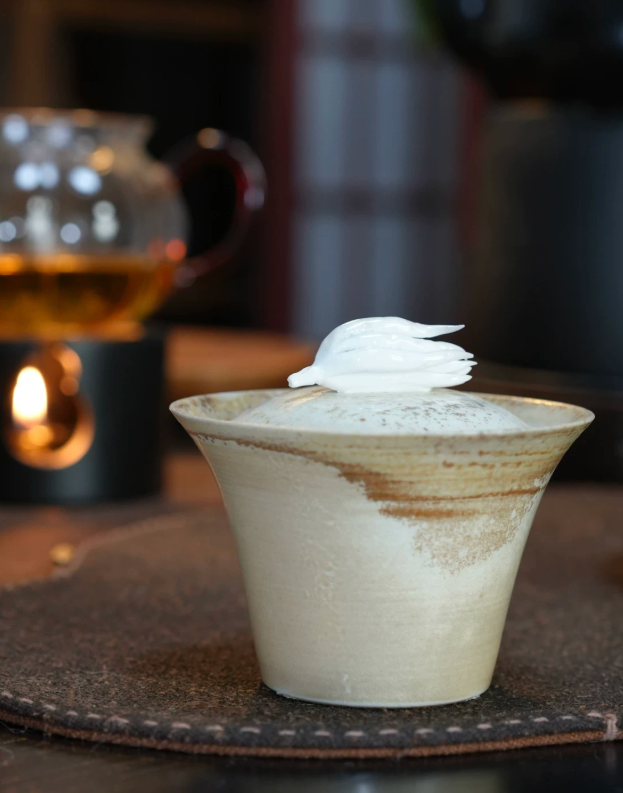 Wood Fired Carved Gaiwan Bowl