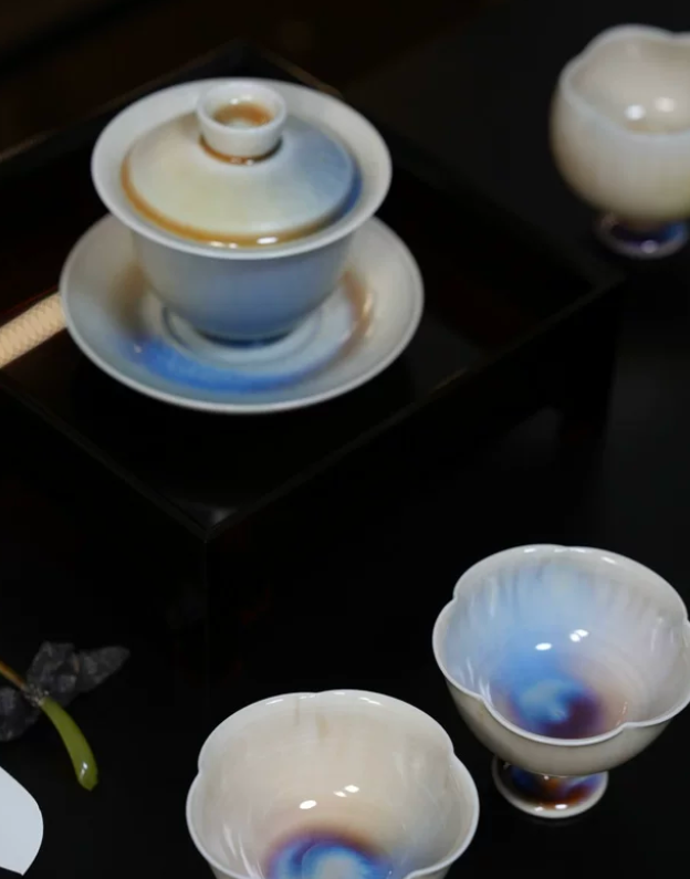 Floral Edge Reactive Glaze Cup