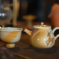Deer Painted Reactive Glaze Teapot