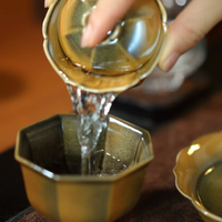 Crackled Glaze Hexagonal Tea Set