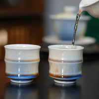 Bamboo Texture Glaze Tea Cup