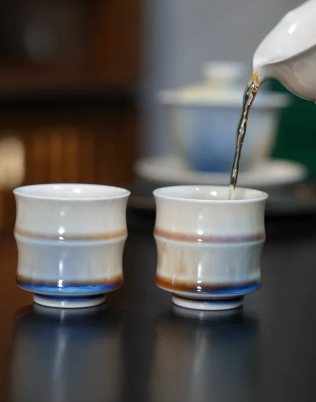 Bamboo Texture Glaze Tea Cup