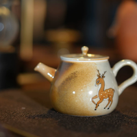 Deer Painted Reactive Glaze Teapot