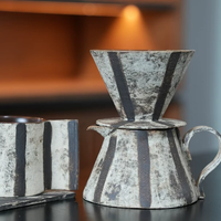 Pink Stripe Ceramic Coffee Server Set