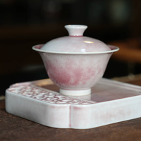 Blush Pink Crackled Gaiwan Set