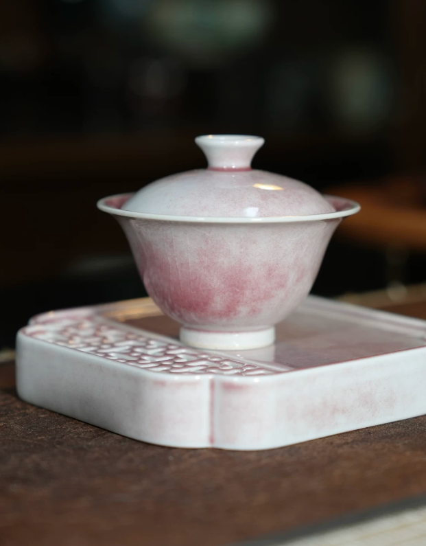 Blush Pink Crackled Gaiwan Set
