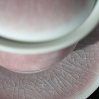 Pink Crackled Glaze Tea Bowl Set
