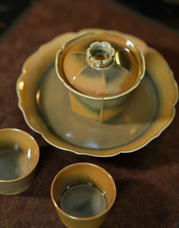 Crackled Glaze Hexagonal Tea Set