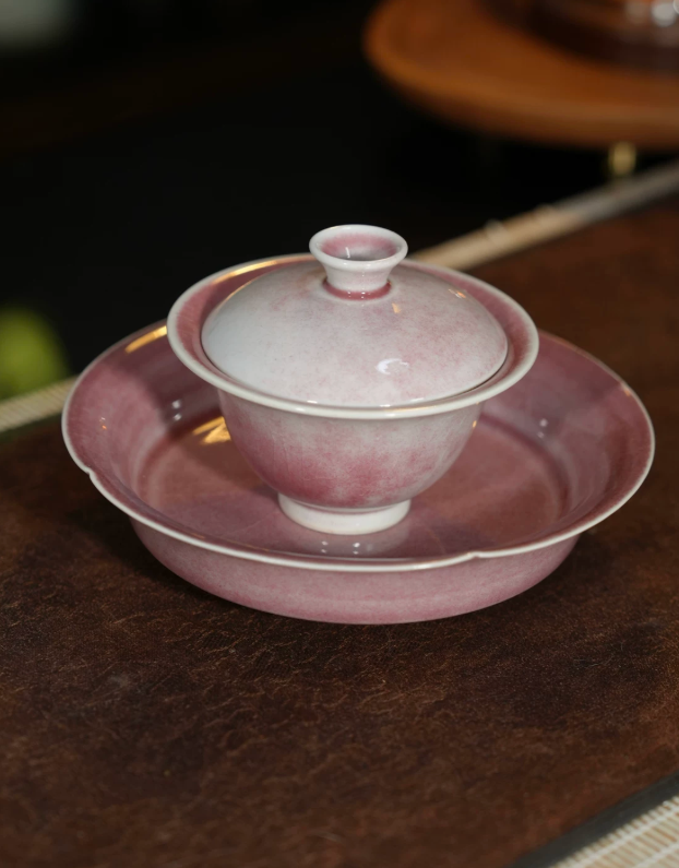 Blush Pink Crackled Gaiwan Set
