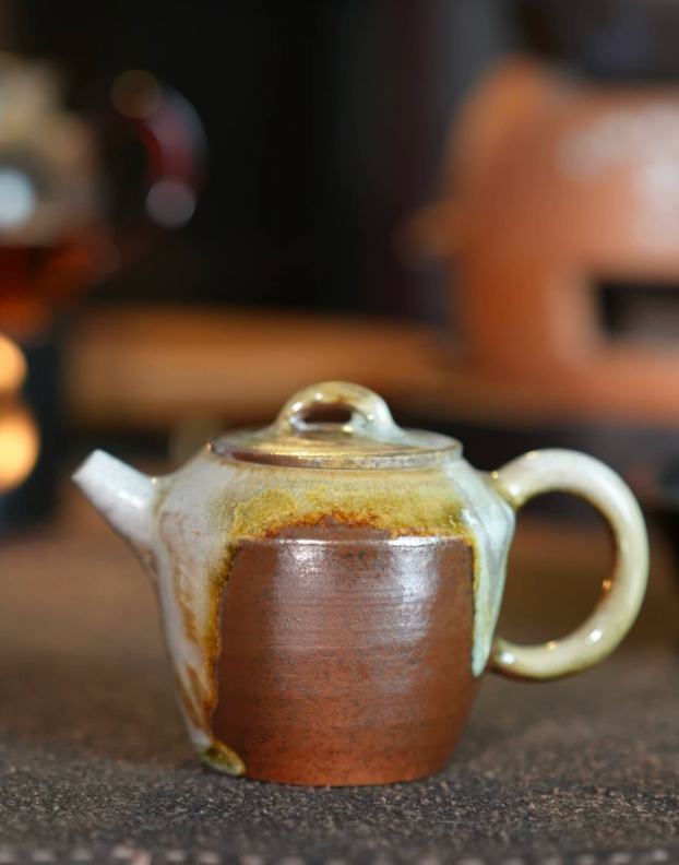 Natural Ash Glaze Wood Fired Teapot